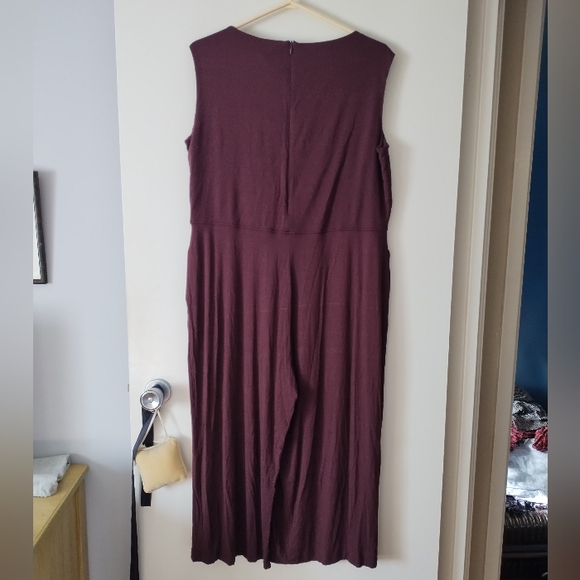 EILEEN FISHER Burgundy One Piece Crop Jumpsuit PL - Picture 5 of 8
